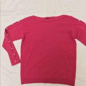 Talbots hot pink sweater with pearls on sleeves